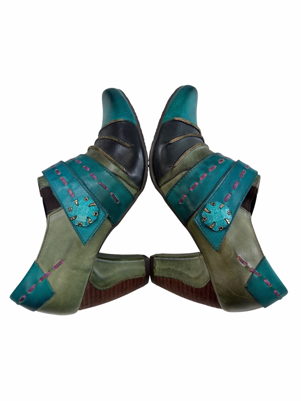 L’Artiste by Spring Step Wondrous Teal Green Leather Heel Oxfords Size US 6.5-7 - Picture 7 of 15